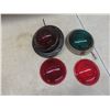Image 4 : Eight Vintage Red and Green Glass Auto Marker Light Lenses Including Two Lights and One Doray Light