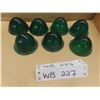 Image 1 : Seven Vintage Beehive Green Glass Auto Marker Lights, 2 1/2" Wide