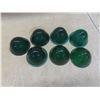Image 3 : Seven Vintage Beehive Green Glass Auto Marker Lights, 2 1/2" Wide