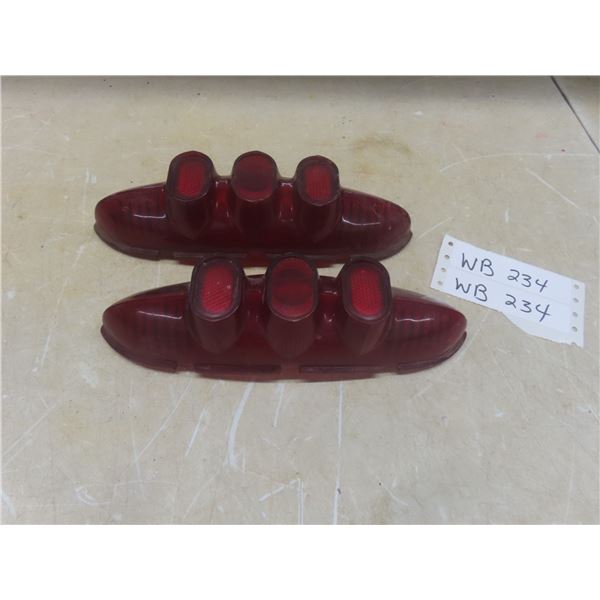Two Vintage 1951 Chevy Meteor Red Tail Light Plastic Lenses