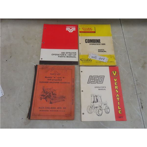 Four Vintage Gleaner Baldwin and Versatile Tractor/Combine/Sprayer Manuals