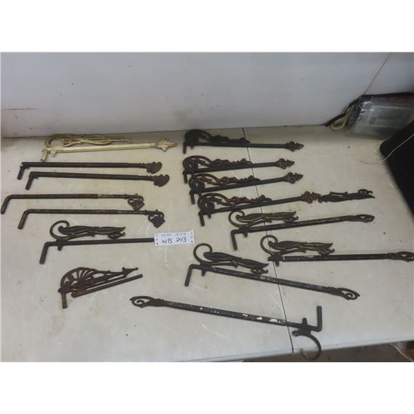 Antique Art Deco Cast-Iron Swing-Arm Curtain Rod Brackets
