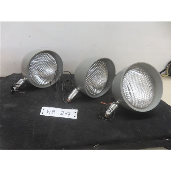 Three Vintage 6" GE Teardrop Spotlight Glass Lenses