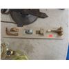 Image 5 : Assorted Vintage Hardware Including Door Knobs, Hinges, Tape Measure, Shammy and Rim Lock Cylinders