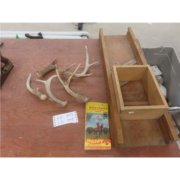 Deer Sheds (Largest Approx. 9") and 1959 Manitoba Highway Map