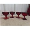 Image 2 : Twenty-Piece Vintage Ruby Red Glassware Set Including Sherbet Glasses, Cups, Saucers, Bowls and