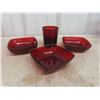 Image 5 : Twenty-Piece Vintage Ruby Red Glassware Set Including Sherbet Glasses, Cups, Saucers, Bowls and