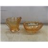 Image 4 : Nine Pieces of Depression and Carnival Glass Including Serving Bowls, Creamer and Sugar Bowl