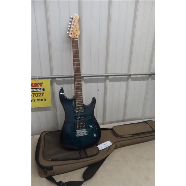 Godin Freeway Classic TBL Blue Flame Electric Guitar With Case