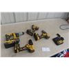 Image 1 : Four DeWalt 20V Tools Including 5/8" Rotary Hammer Drill, 1/2" Drill, 1/4" Impact and 1/2" Hammer