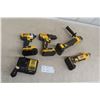 Image 1 : Four DeWalt 20V Tools Including 1/4" Impact, 1/2" Drill and 4 1/2" Grinder With Four Batteries and