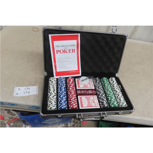 Poker Chip Set with Cards, Dice and Case