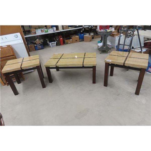 Five-Piece Table Set: Coffee Table (20" x 28" x 46") and Two End Tables (25" x 28" x 23")