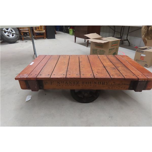 Cleaned Antique Workhorse Cart, Used as Coffee Table, 14" x 48" x 27"