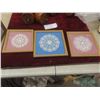 Image 4 : Three Framed Handmade Doilies, Petit Point Framed Picture, and Eight Wooden Furniture Legs