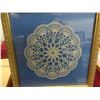 Image 6 : Three Framed Handmade Doilies, Petit Point Framed Picture, and Eight Wooden Furniture Legs