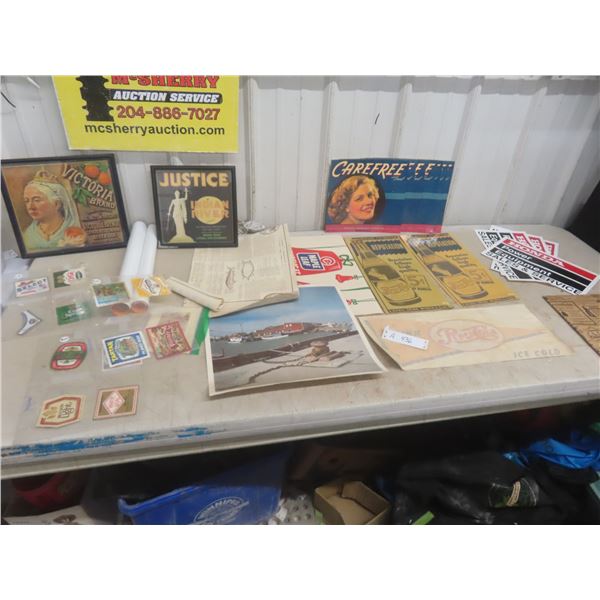 Vintage Advertising: Pepsi, Honda Decals, Calendar, Beer Labels, Inland River Items, and More