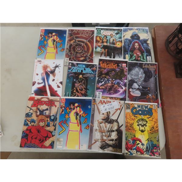 Twelve Comic Books: Animal Man, Hercules, Lady Death, Future State (Values 1.25–3.99)