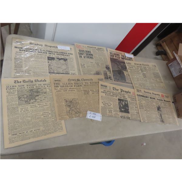 Genuine 1940s WWII Newspapers in Excellent Condition