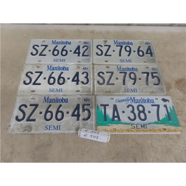 Six Manitoba Semi License Plates