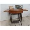 Image 1 : Singer Treadle Sewing Machine in Cabinet with Notions