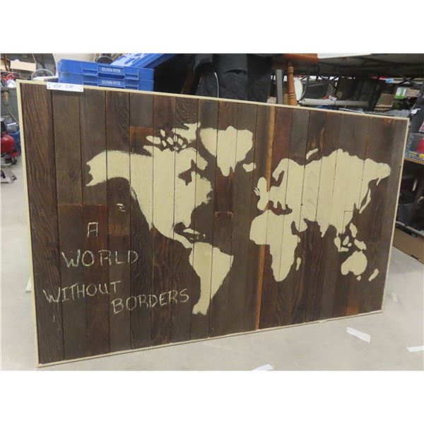 "World Without Borders" Wooden Art Board, 41" x 67"