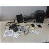Image 1 : Electronics Lot: Logitech X240 Speakers (3), Microsoft Mouse, iPhone SE, Cables