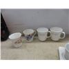 Image 2 : Kitchenware Lot: Corelle & Royal Grafton Mugs, Ruby Red Plates, Glasses & Knives