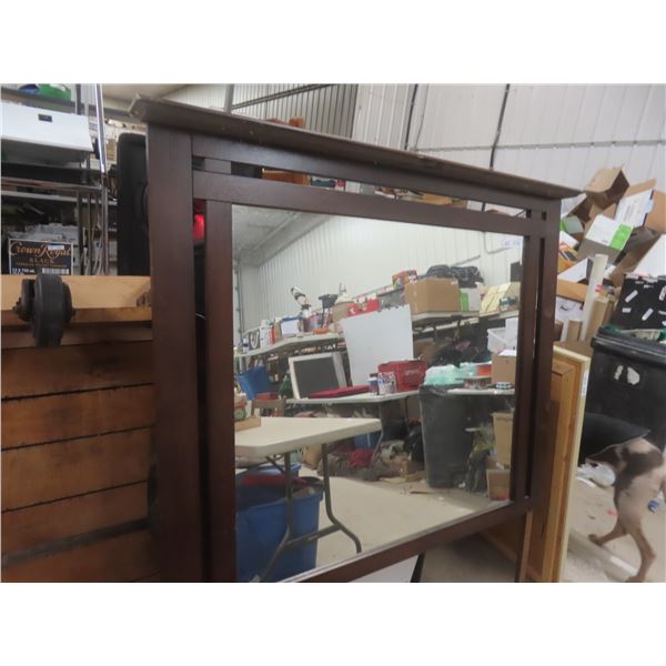 Large Wood-Framed Mirror, 40" x 48"