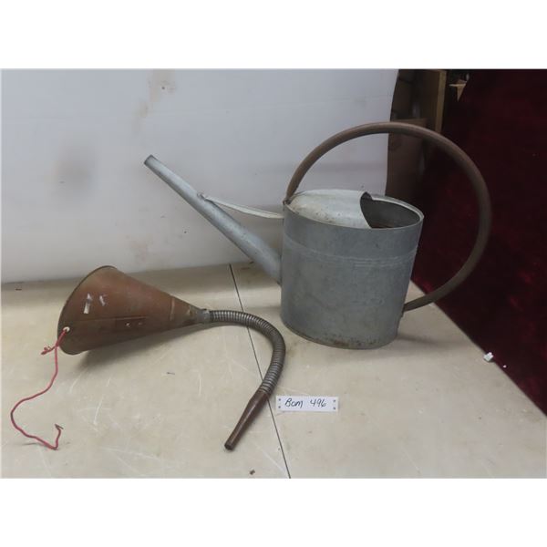 Galvanized Watering Can and Funnel