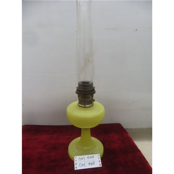 Aladdin Yellow Moonstone Vertique Glass Kerosene Lamp, 24" Tall