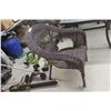 Image 2 : Wrought Iron Patio Table (28" x 69" x 40") with Six Wicker Chairs and Umbrella