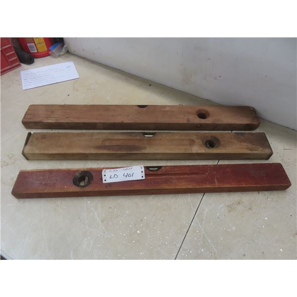 Three Vintage Wooden Levels