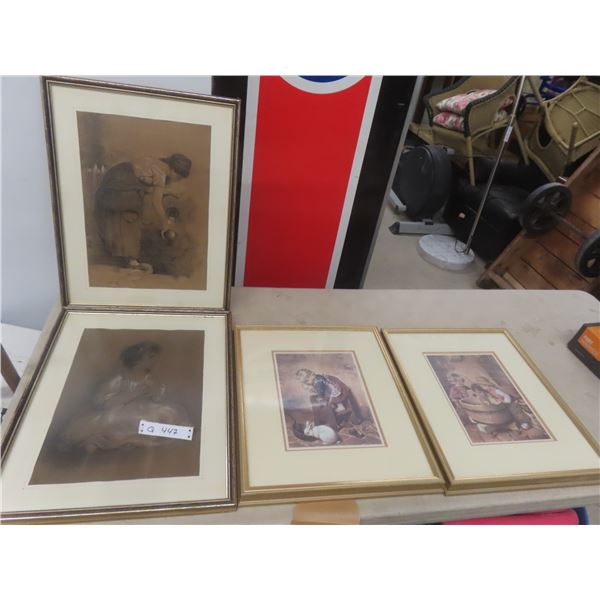 Four Framed Pictures, 19" x 16" and 22" x 17"