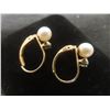 Image 2 : 10k Gold and Pearl Earrings, 1 Gram, Marked CI