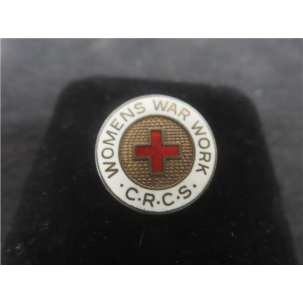 WWII Canadian Red Cross Woman’s War Work Pin, Sterling with Enamel, 2 Grams, 3/4"