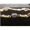 Image 2 : 10k Gold Bracelet with Nine Amethyst Gems, 4 Grams, 7.5" Length, Missing Clasp Lock