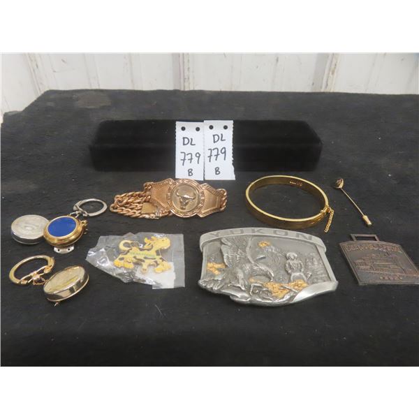 Yukon Belt Buckle, Bracelet Marked Chows, and Additional Jewelry
