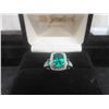 Image 1 : 9k White Gold and Lab-Grown Emerald Ring, Size 6, 3.7 Grams