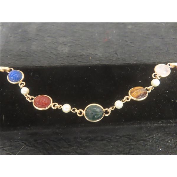 12k Gold-Filled Bracelet with Pearls, 9.28 Grams, 7" Length