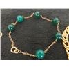 Image 3 : 12k Gold-Filled Earrings and 7" Bracelet with Green Stones, Stamped Germany, Plus More