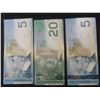 Image 1 : Two 2006 Canadian $5 Bills and One 2004 Canadian $20 Bill