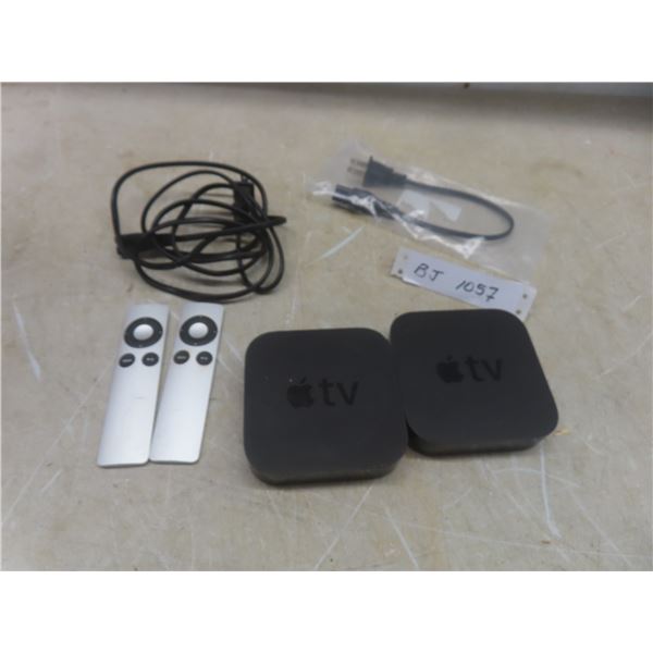 Two Apple TV Streaming Boxes with Remotes