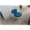 Image 1 : Mid-Century Style White Spindle Chair with Teal Cushions