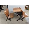Image 1 : Antique Student School Desk & Two Chairs