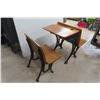 Image 4 : Antique Student School Desk & Two Chairs