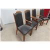 Image 2 : Set of 4 Wood-Framed Chairs w/ Black Padded Seats, Mix of Armchairs & Side Chairs
