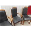 Image 4 : Set of 4 Wood-Framed Chairs w/ Black Padded Seats, Mix of Armchairs & Side Chairs