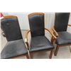 Image 5 : Set of 4 Wood-Framed Chairs w/ Black Padded Seats, Mix of Armchairs & Side Chairs