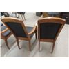 Image 6 : Set of 4 Wood-Framed Chairs w/ Black Padded Seats, Mix of Armchairs & Side Chairs